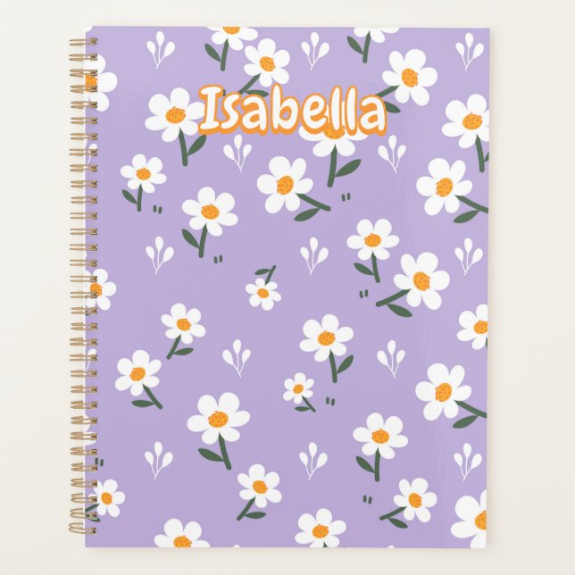 Lavender Daisy Floral Pattern Planner (Front)