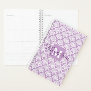 Lavender Damask Planner with Monogram & Name