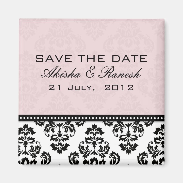 Lavender Damask Save the Date Magnet (Front)
