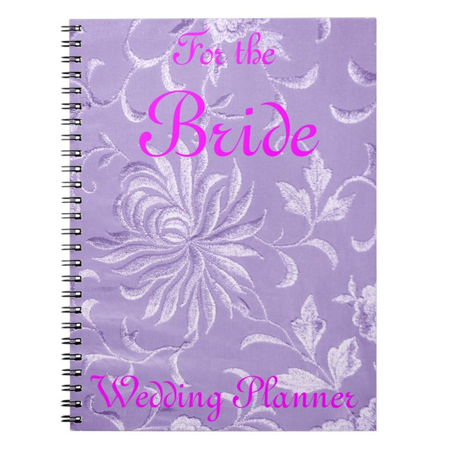 Lavender Damask Wedding Planner Spiral Notebook (Front)