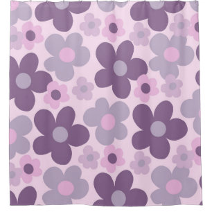 Lavender Dasies Retro Dream #1 #retro #decor #art  Shower Curtain
