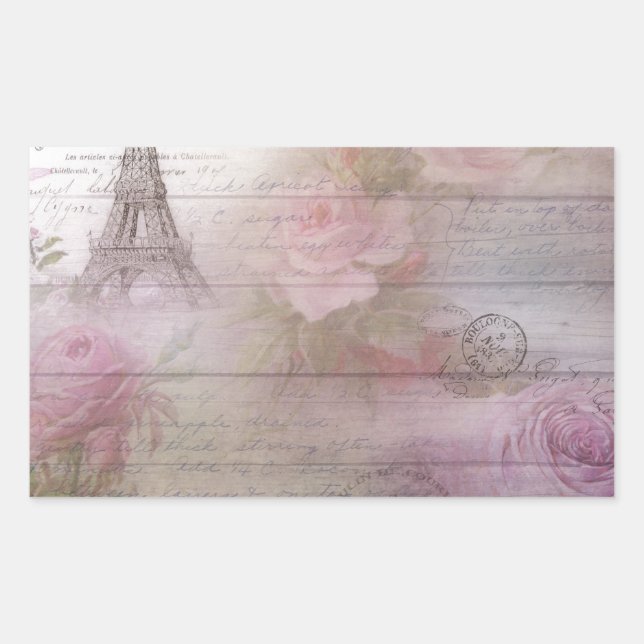 Lavender Decoupage Rectangular Sticker (Front)