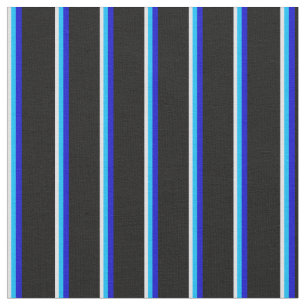 Lavender, Deep Sky Blue, Blue & Black Pattern Fabric