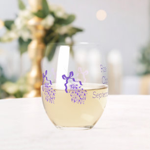 Lavender Design Wedding Stemless Wine Glass