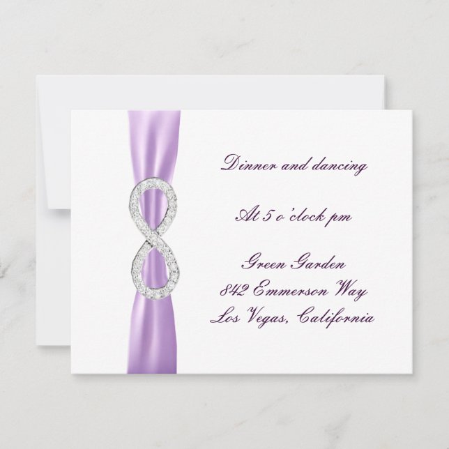 Lavender Diamond Infinity Wedding Reception Card (Front)