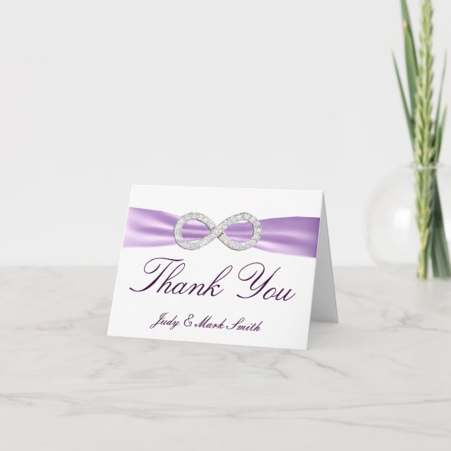 Lavender Diamond Infinity Wedding Thank You Card (Front)