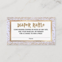 Lavender Diaper Raffle Cards, Gold Glitter Accents