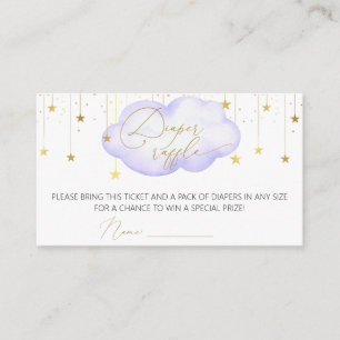 Lavender Diaper Raffle Ticket, Moon & Stars Card