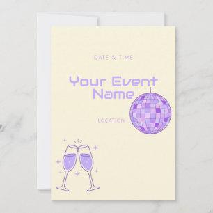 Lavender Disco Ball Champagne Toast Invitation