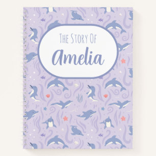 Lavender Dolphin Ocean Story Memory Notebook