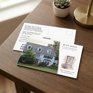Lavender Door Watercolor Sold Real Estate Agent Postcard