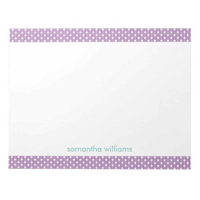 Lavender Dots and Stripes Pattern Personalised Notepad (Front)