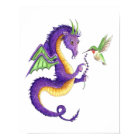 Lavender Dragon & Hummingbird - print