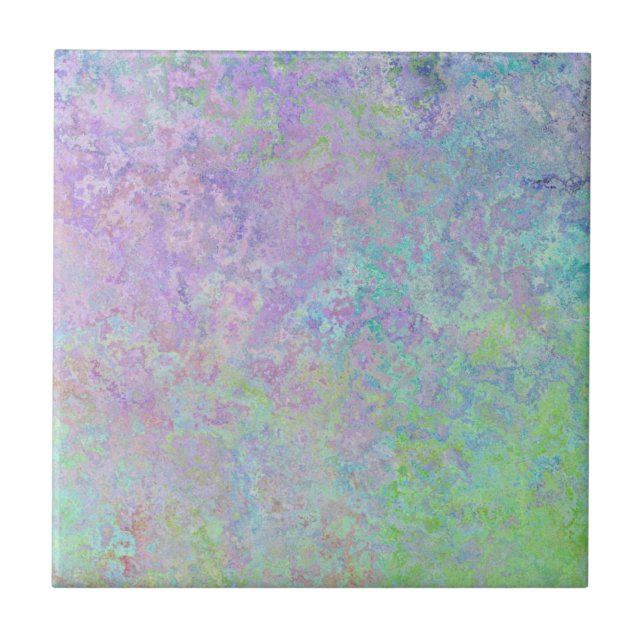 Lavender Dream Neon Pastel Alcohol Ink Abstract Tile (Front)
