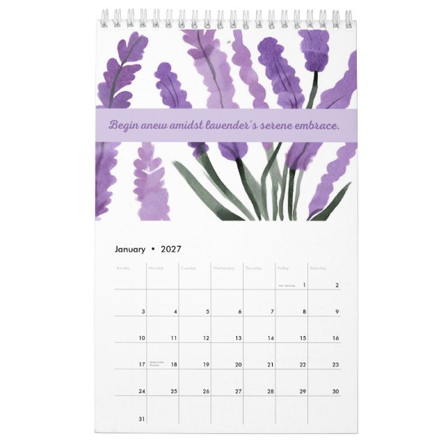 Lavender Dreams 2024 Calendar 🌿💜 (Jan 2027)