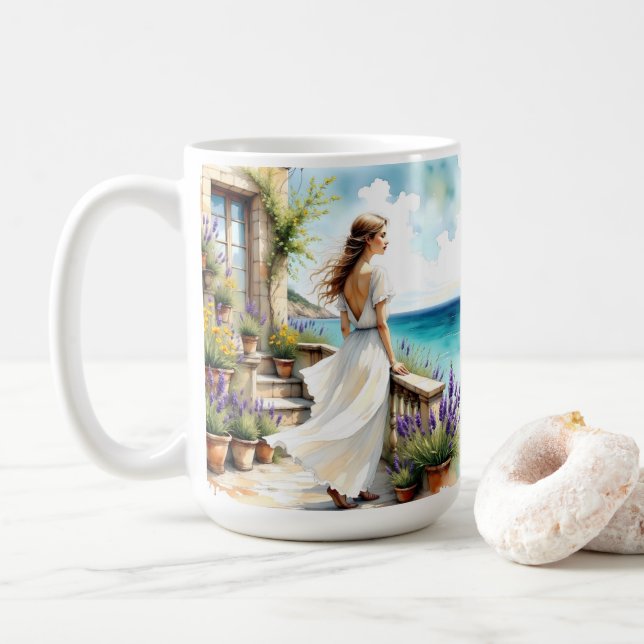 Lavender Dreams by the Sea Coffee Mug (With Donut)