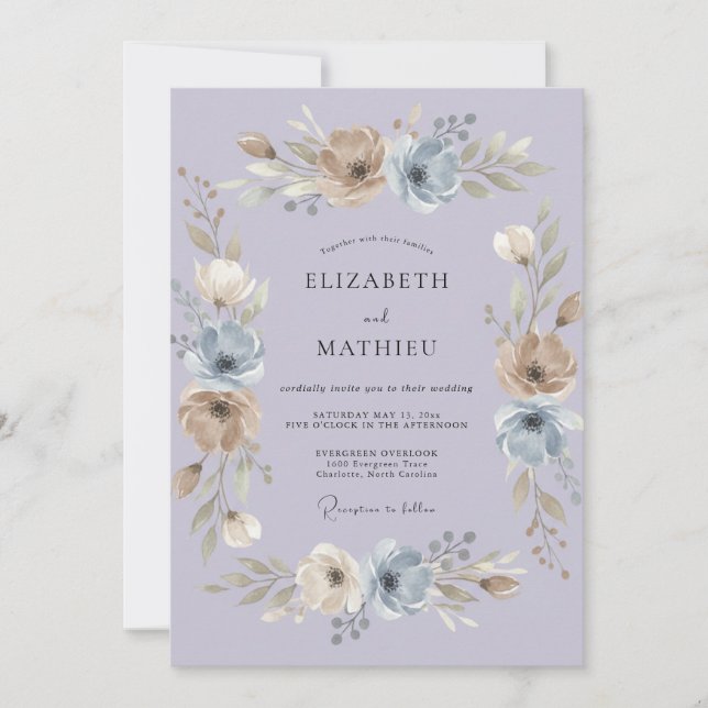 Lavender Dreamy Botanical Wedding Invitation (Front)