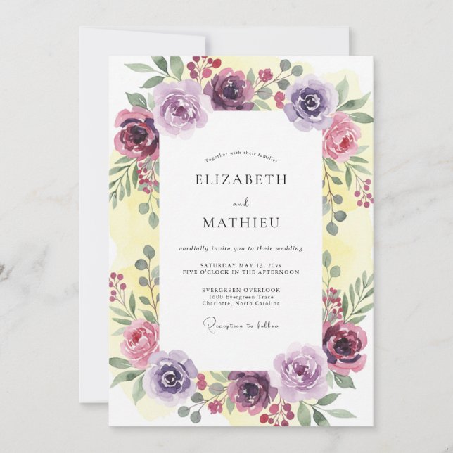 Lavender Dreamy Floral Romance Wedding Invitation (Front)