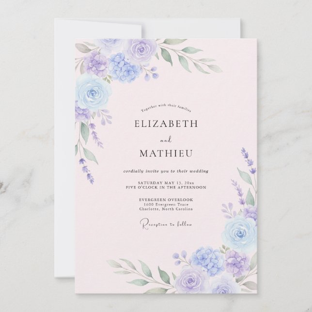 Lavender Dreamy Spring Wedding Invitation (Front)