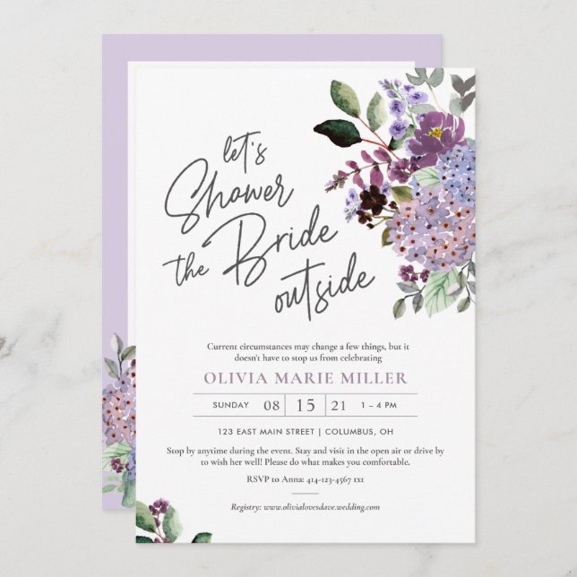 Lavender Drive By Bridal Shower Invitation (Front/Back)