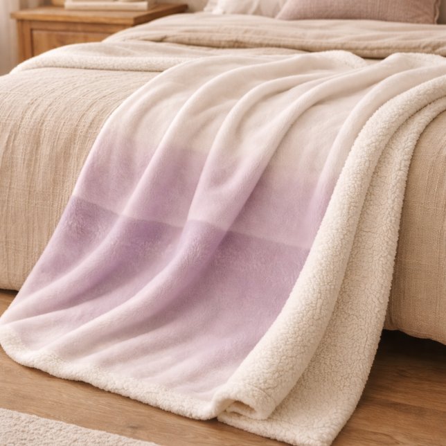 Lavender Dusk Fade Sherpa Blanket (Pale lavender fades into dusk grey for a layered look across sofas and beds)