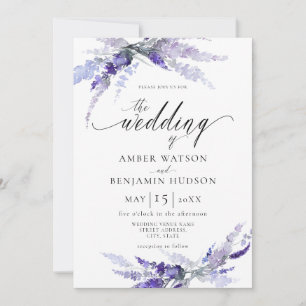 Lavender Dusty Puple Botanical Floral Wedding  Invitation