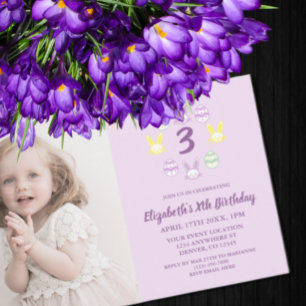 Lavender Easter 3rd Birthday Invitation