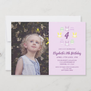 Lavender Easter 4th Birthday Invitation