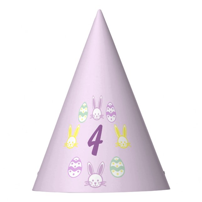 Lavender Easter 4th Birthday Party Hat (Front)
