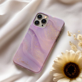 Lavender Éclat – Soft Lilac & Gold Marble Phone Ca iPhone 16 Case