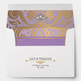 Lavender Elegant Artdeco Diamond Gold Wedding Envelope