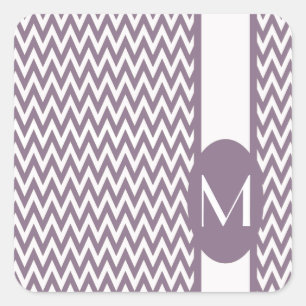 Lavender Elegant Chevron Design with monogram Square Sticker