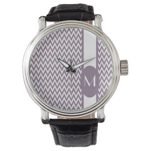 Lavender Elegant Chevron Design with monogram Watch
