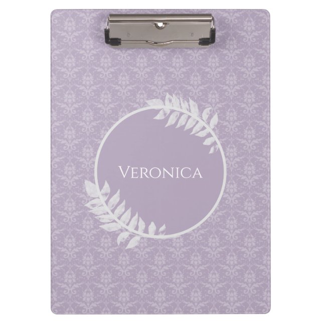 Lavender Elegant Damask Clipboard (Front)