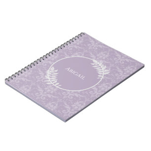 Lavender Elegant Damask Personalised Notebook