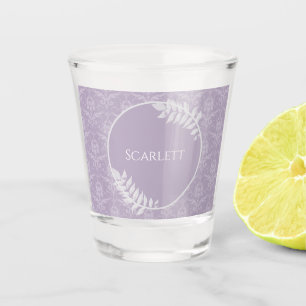 Lavender Elegant Damask Personalised Shot Glass