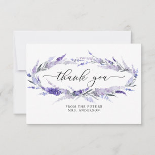 Lavender Elegant Floral Lilac Mauve Bridal Shower Thank You Card