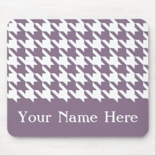 Lavender Elegant Houndstooth with custom name Mouse Pad