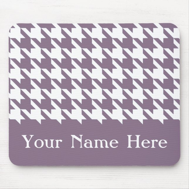 Lavender Elegant Houndstooth with custom name Mouse Pad (Front)