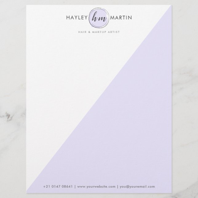 Lavender Elegant Professional Business Custom Letterhead (Front)