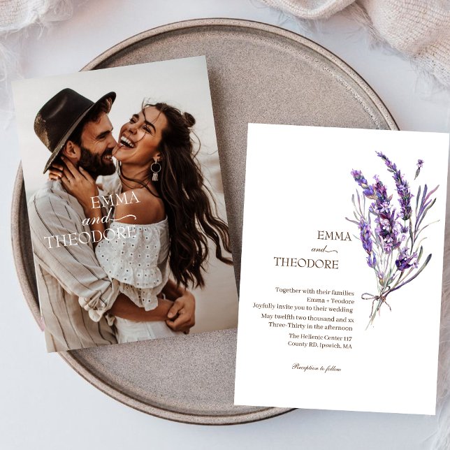 Lavender Elegant simple Beautiful Floral Wedding  Invitation (Creator Uploaded)