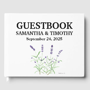 Lavender Elegant Watercolor Purple Floral Wedding Guest Book