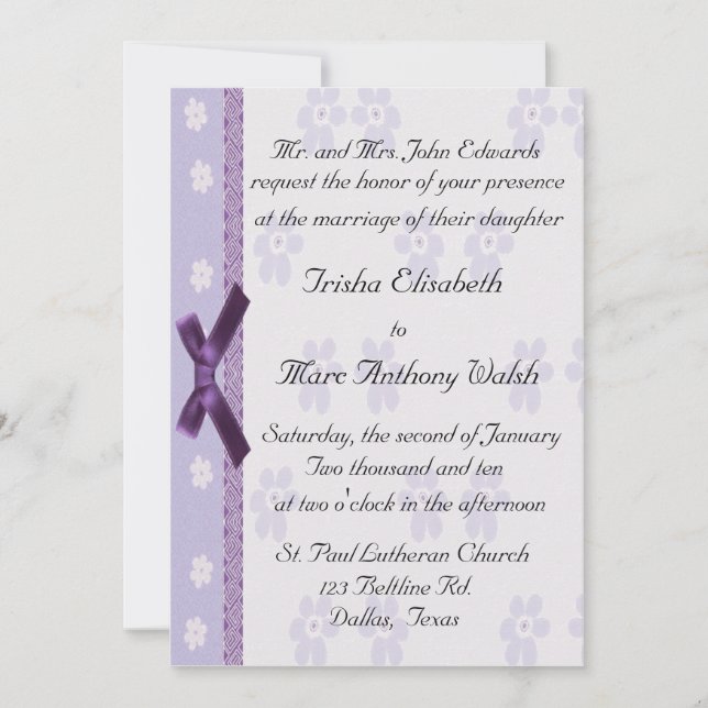 Lavender Elegant Wedding Invitation (Front)