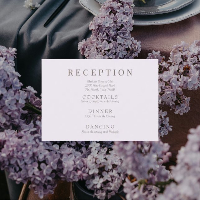 Lavender Elegant Wedding Reception Enclosure Card (Creator Uploaded)