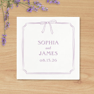 Lavender Elegant Whimsical Simple Bow Wedding Napkin