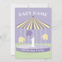 Lavender Elephant Carousel 1st Birthday