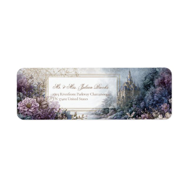 Lavender Enchanted Forest Gilded Castle Address (Front)