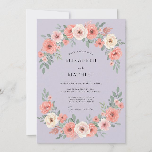 Lavender Enchanting Spring Wedding Invitation (Front)