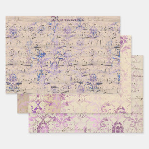Lavender Ephemera Pattern Wrapping Paper Sheet