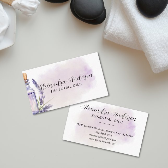 Lavender Essential Oils Floral Watercolor  Business Card (Lavender Essential Oils Floral Watercolor Business Card)
